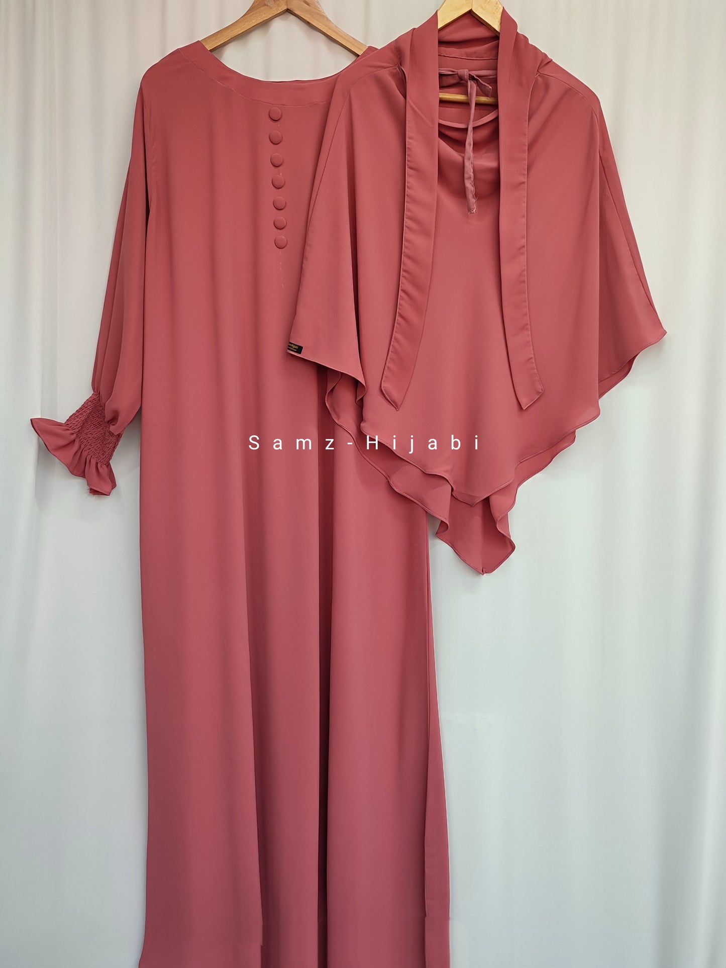 Single Layer Khimar+Abaya Set ( Burnt Peach)