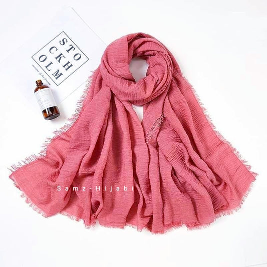 Summer Crimps Hijab - Coral Pink