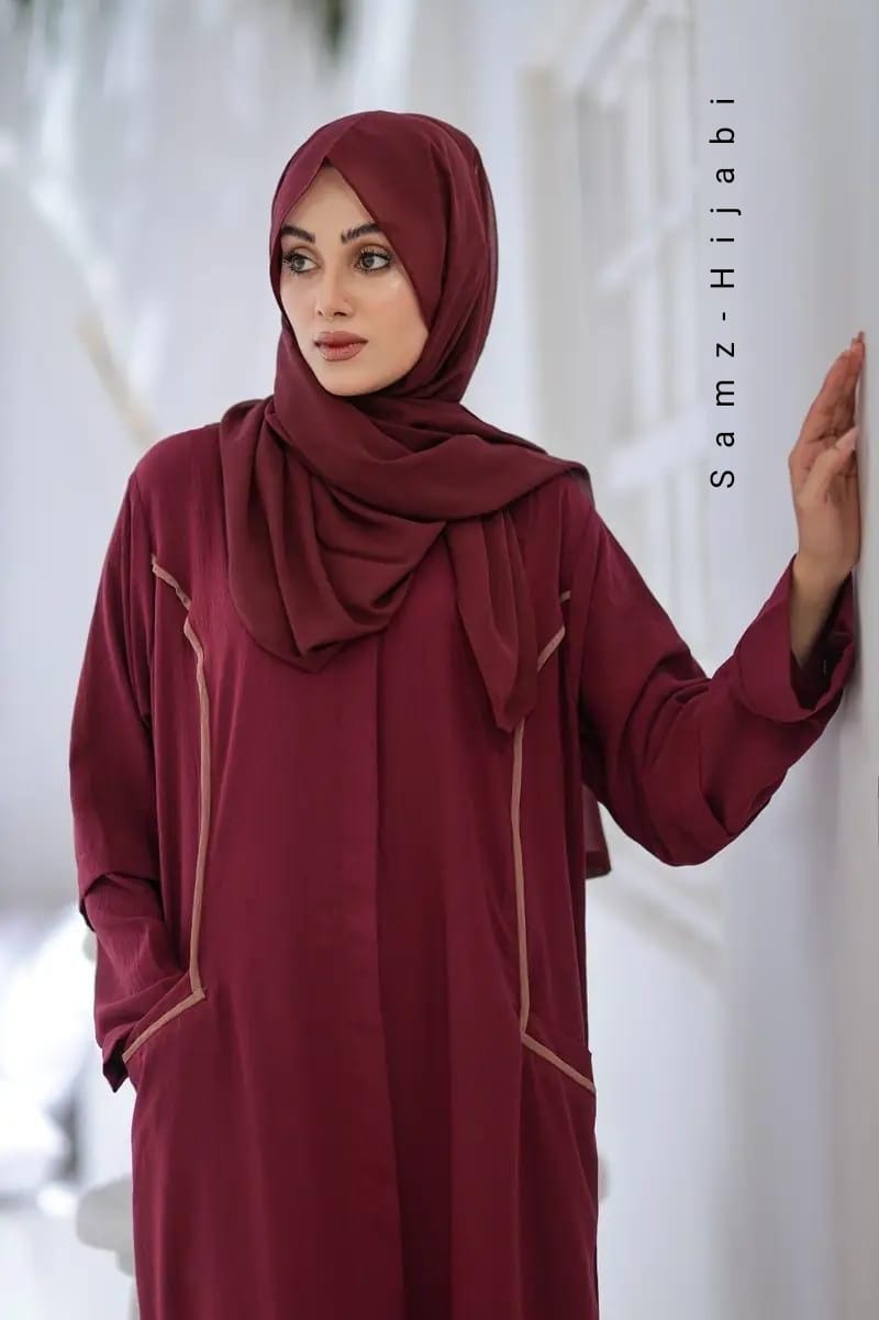 Grace Pocket Abaya- Reddish Maroon