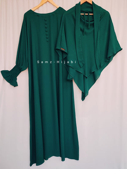 Single Layer Khimar+Abaya Set ( Green)