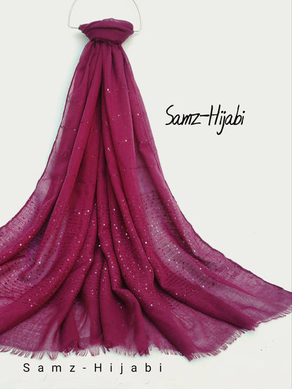Sequence Border Lawn Hijab Cherry Maroon
