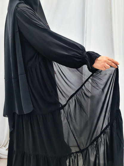 Separate Upper Frill Abaya- Black