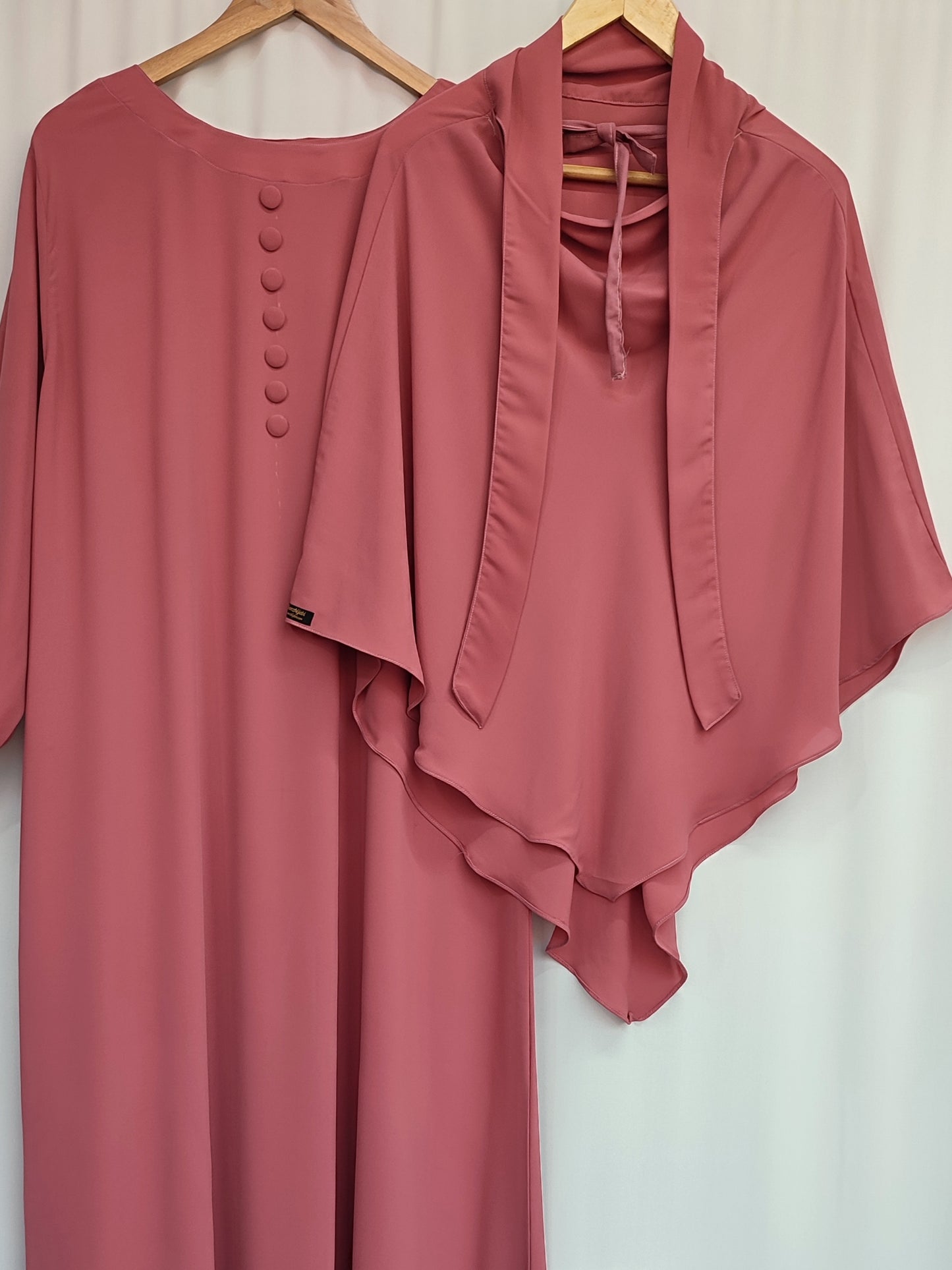 Single Layer Khimar+Abaya Set ( Burnt Peach)