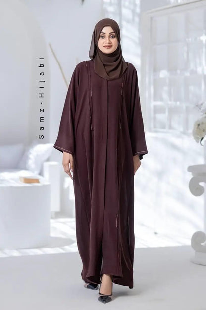 Elegant Stone Abaya-Mocha