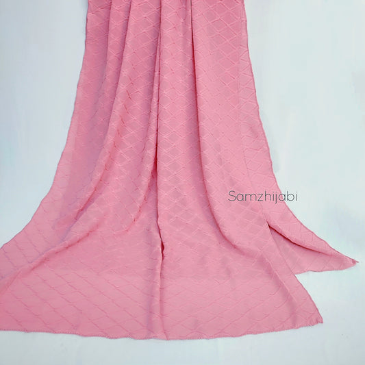 Diamond Cube Georgette Hijab Tea Pink