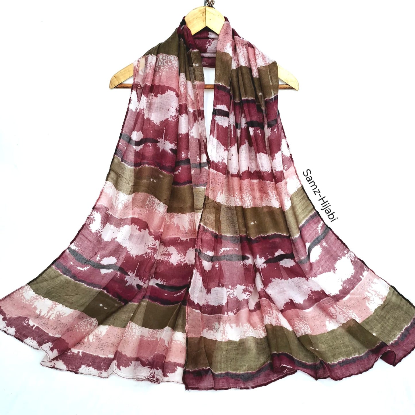 Tie Dye Statement Lawn Hijab - Pink Olive