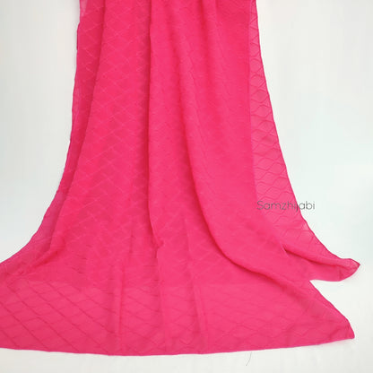 Diamond Cube Georgette Hijab Hot Pink