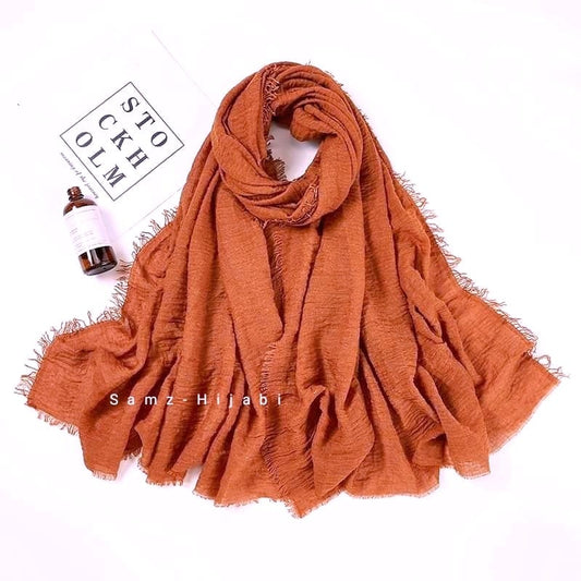 Summer Crimps Hijab- Burnt Orange 2