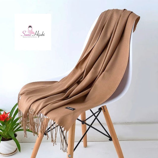 Cashmere wool Cut Shawl - Coffee