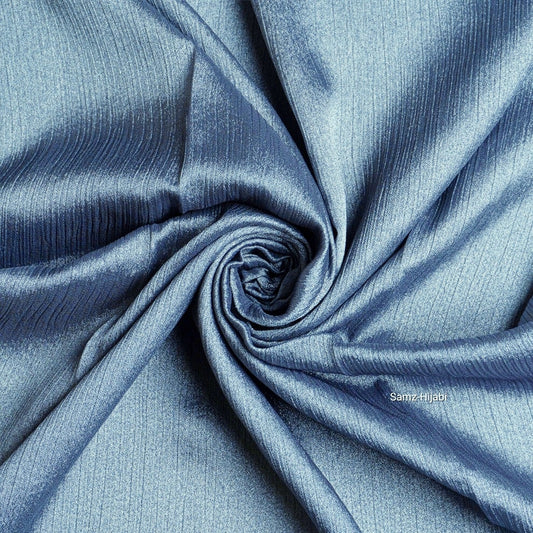 Luminous Crinkle Silk Hijab-  denim blue 2