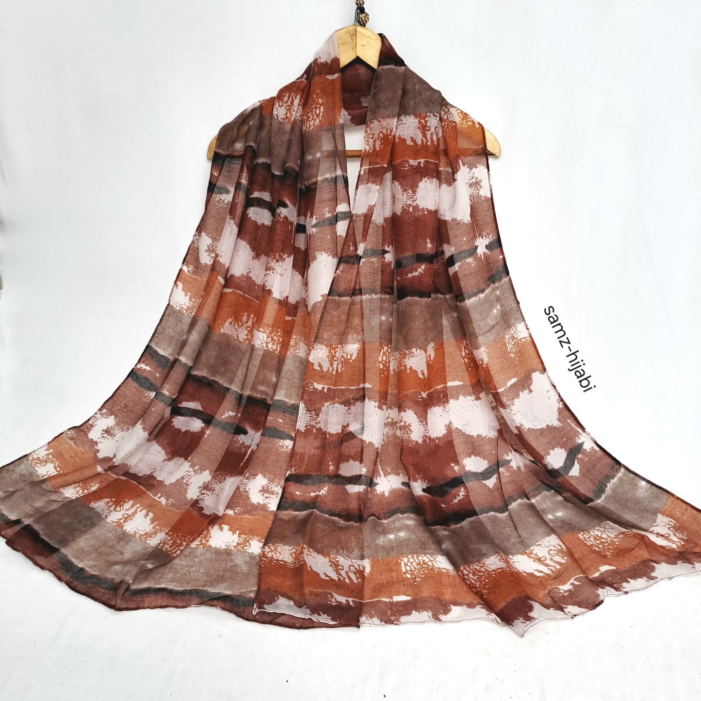 Tie Dye Statement Hijab-Honey brown