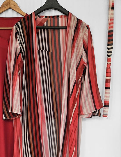 Separate Upper Abaya-Printed Red