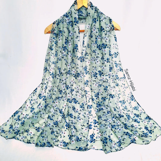Tiny Flora Printed Lawn Hijab - Pistachio
