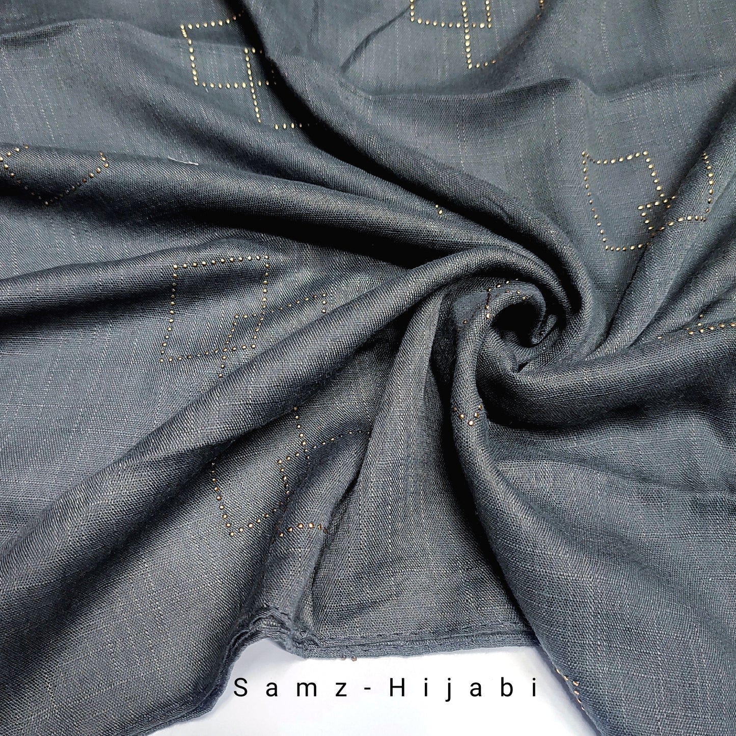 Square Gold Stud Hijab Grey