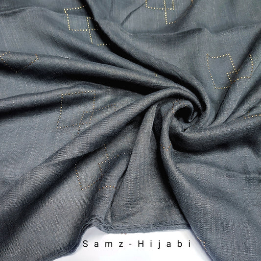 Square Gold Stud Viscose  Hijab Grey