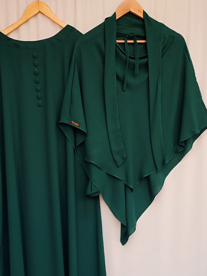 Single Layer Khimar+Abaya Set ( Green)