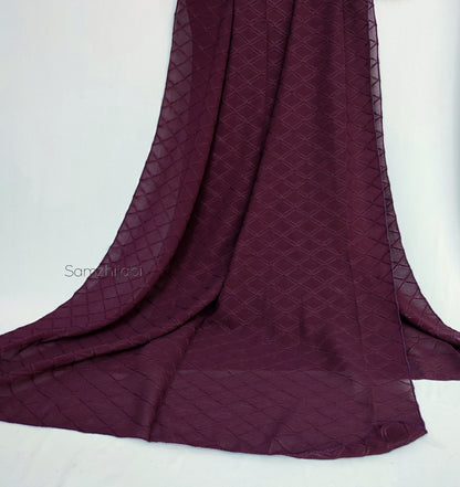 Diamond Cube Georgette Hijab Burgundy