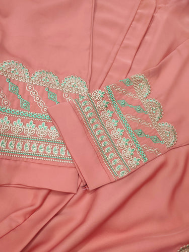 Pocket Patch Embroidered Abaya-With Hijab