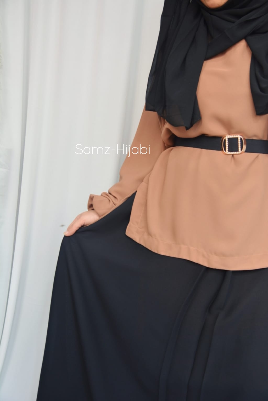 Skirt abaya  Camel Brown and Black