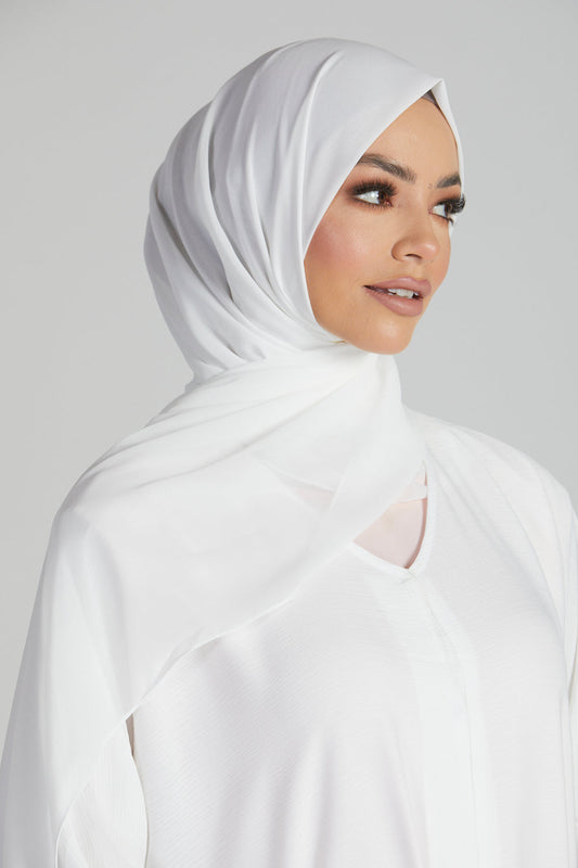 Chiffon Georgette Hijabs - Milky White