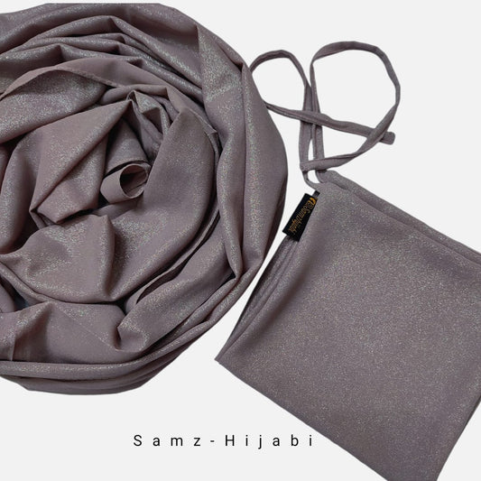 Moonlight Shimmer Hijab Naqab Set-Peanut Grey