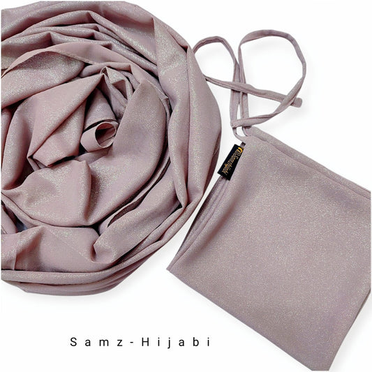 Moonlight Shimmer Hijab Naqab Set-Nude Pink