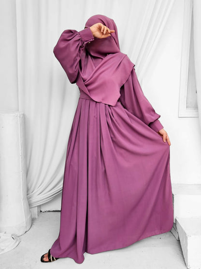 Single Layer Khimar+ Abaya Set (Pink)