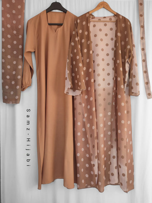 Bloom Spring Separate Upper Abaya _ Polka Dot Honey