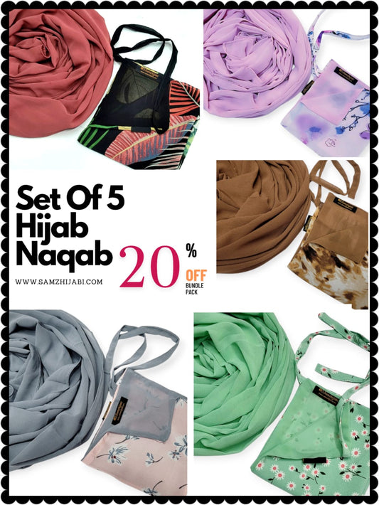 Bundle Of 5 Hijab Naqab (Set-2)