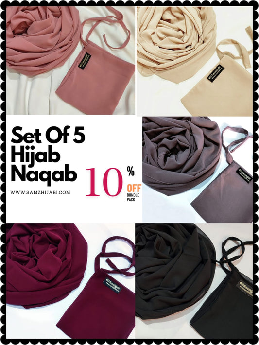 Bundle Of 5 Hijab Naqab (Set-4)