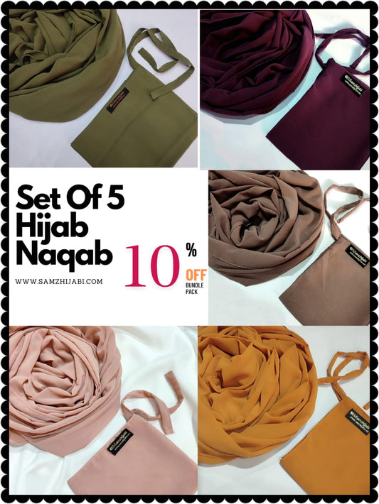 Bundle Of 5 Hijab Naqab (Set-5)