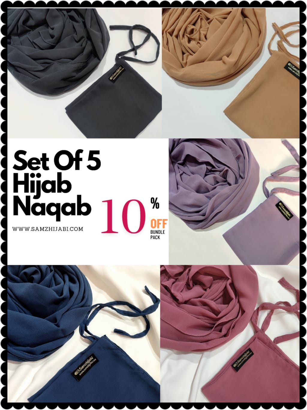 Bundle Of 5 Hijab Naqab (Set-6)