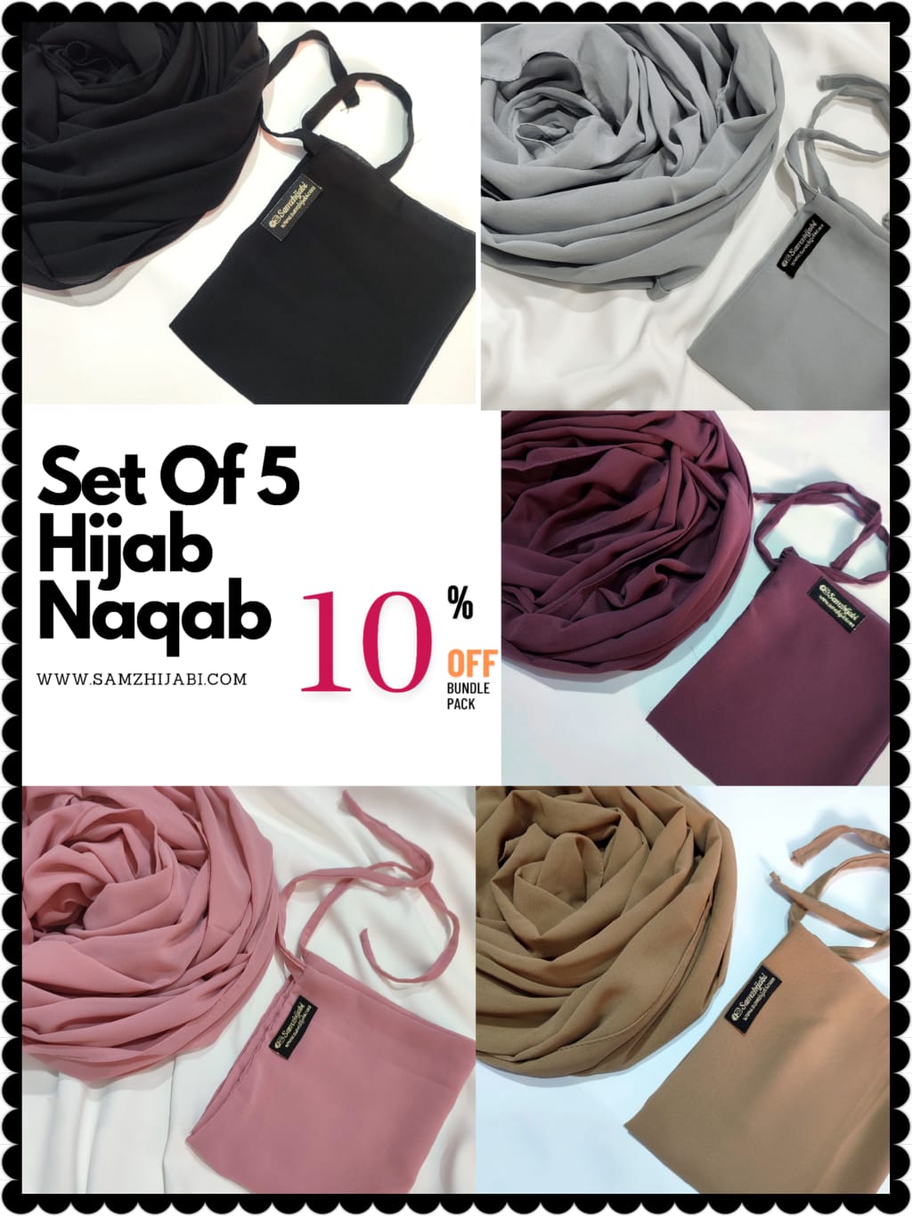 Bundle Of 5 Hijab Naqab (Set-7)