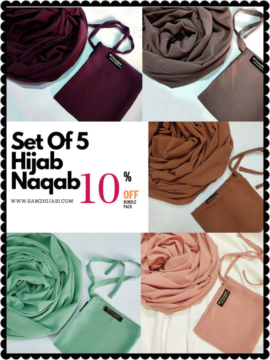 Bundle Of 5 Hijab Naqab (Set-8)