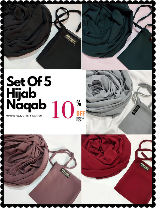 Bundle Of 5 Hijab Naqab (Set-9)