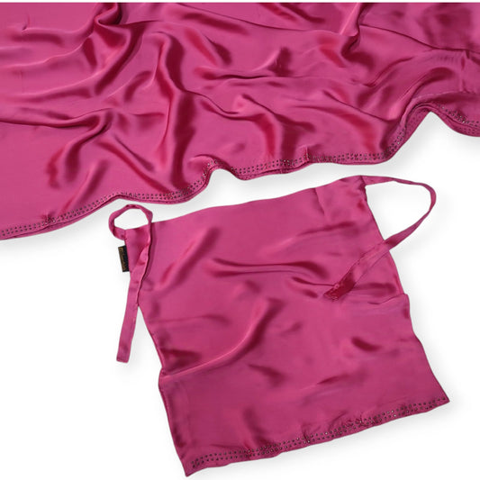 Luxurious Satin Silk Hijab Naqab Set- Hot Pink