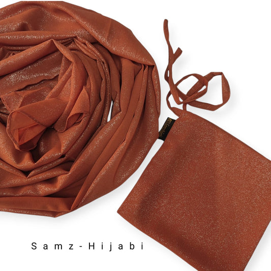 Moonlight shimmer Hijab Naqab Set-Burnt Orange