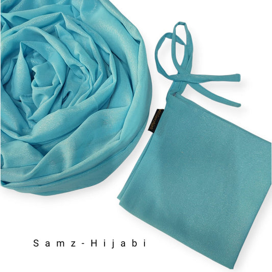 Moonlight shimmer Hijab Naqab Set-Sky Blue