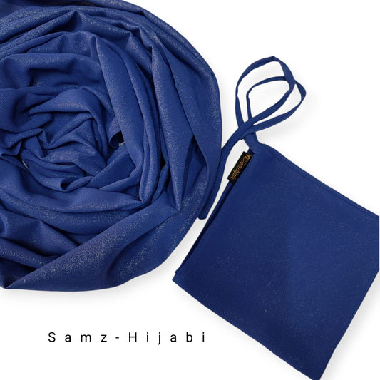 Moonlight shimmer Hijab Naqab Set-Royal Blue