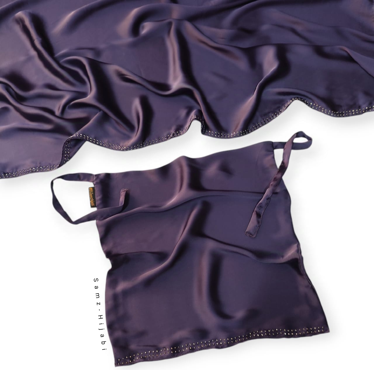 Luxurious Satin Silk Hijab Naqab set_Dark Purple