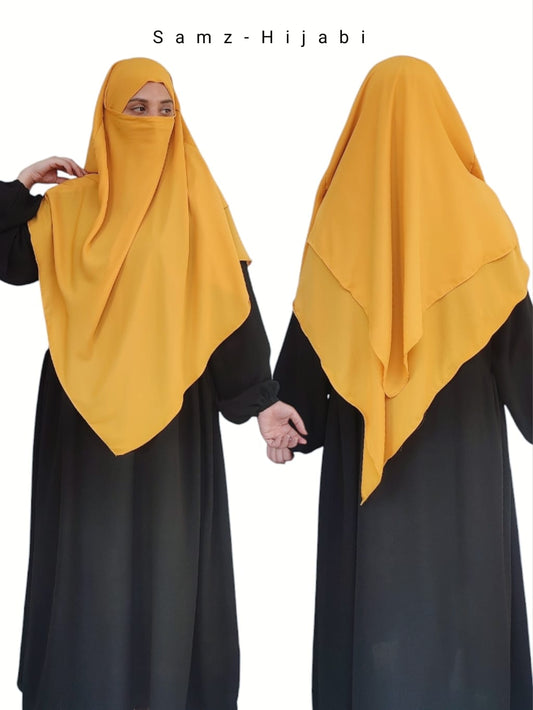 Double Layer Khimar_Mustard