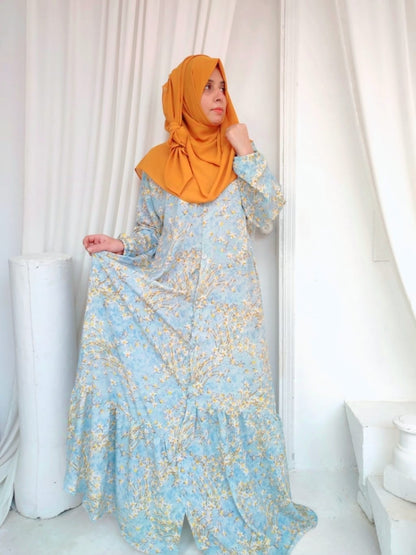 Floral Printed Abaya_Sky