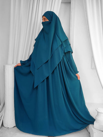 Three Layer Khimar + Abaya Zinc