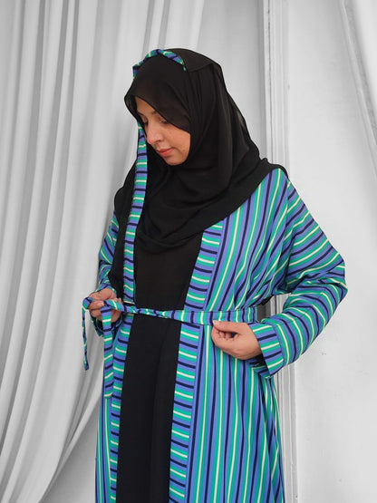 Bloom Spring Separate Upper Abaya_Printed Blue