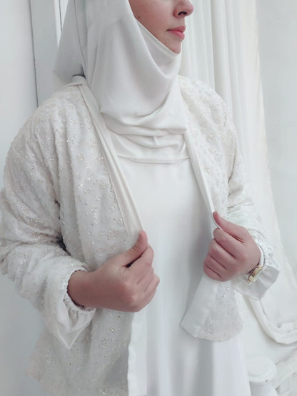 Hoor Waistcoat Abaya Set_White