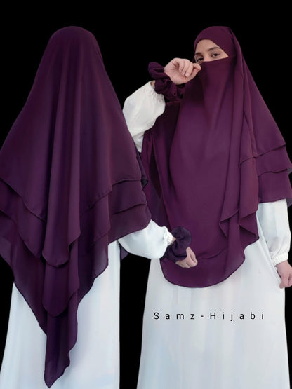 Three Layer Khimar Purple