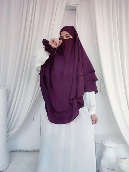 Three Layer Khimar Purple