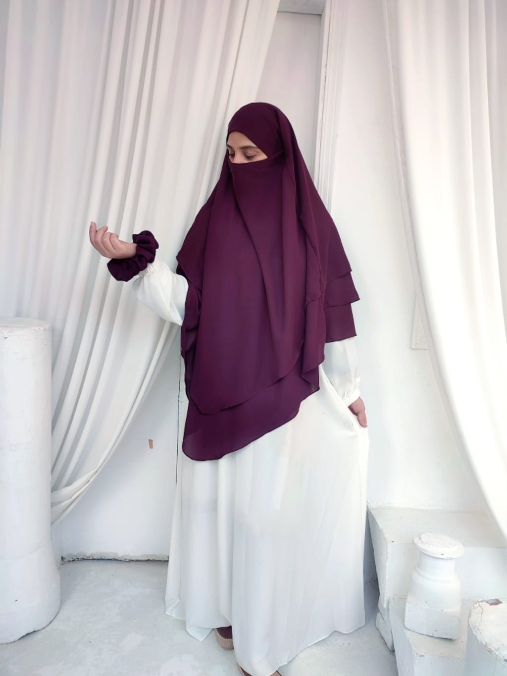 Three Layer Khimar Purple