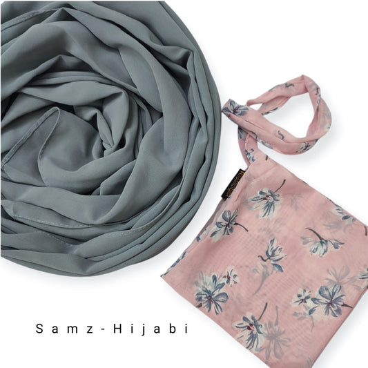 Printed Naqab Plain Hijab Naqab set 12