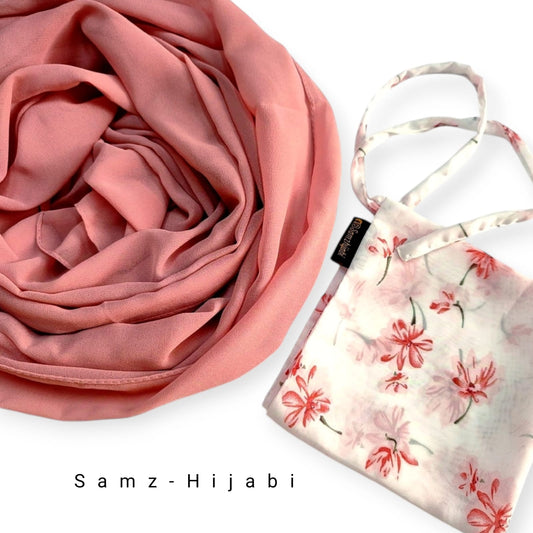 Printed naqab plain hijab naqab set 50